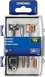 Dremel 734-01 Metal Cutting Rotary Tool Accessories Kit - 16 Piece Set - Includes Engraving Bit, Grinding Stones, and Carbon Steel Brush, Blue