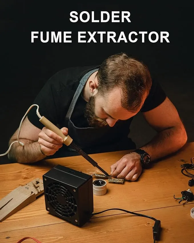 Muin Solder Fume Extractor - 3 Stage Filtration Solder Smoke Absorber for Soldering and Wood Burning,Portable Soldering Fume Extractor Fan for