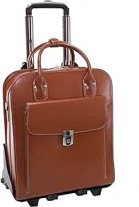 McKlein LA GRANGE W Series Laptop Rolling Briefcase, Brown Genuine Leather (96494)