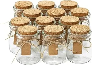 Otis Classic Glass Favor Jars with Cork Lids - Mason Jar Wedding Favors Apothecary Jars Honey