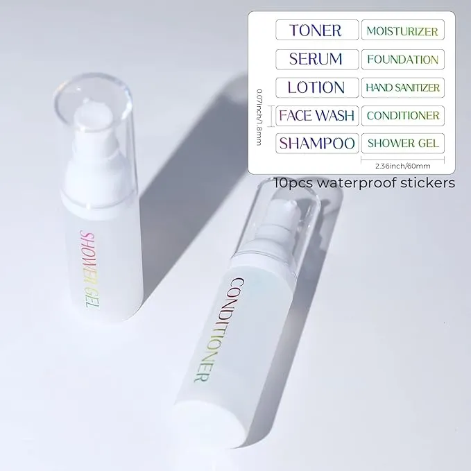 LONGWAY 1.7oz 50ml Airless Cosmetic Cream Pump Bottle Travel Size Dispenser Refillable Containers/Foundation Travel Pump Bottle for Shampoo（Pack of 6, Frosted Translucent）