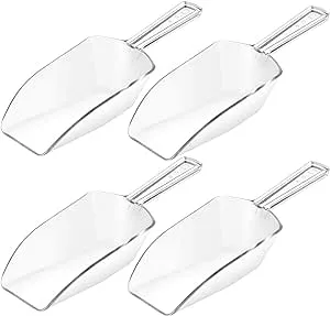 Shappy 4 Pieces Ice Scoop Multi-Purpose Kitchen Scoops Bath Scoops, Clear Food Popcorn Snack Candy Sugar Scoop for Kitchen Bar Party Wedding (7.8 Inch Long)