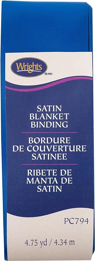 WRIGHTS 117794672 Single Fold Satin Blanket Binding, 2" X4-3/4 yd, Snorkel Blue