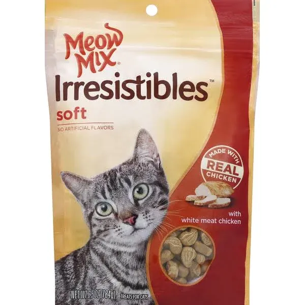 Meow Mix Irresistibles Treats for Cats, with White Meat Chicken, Soft - 6.5 oz