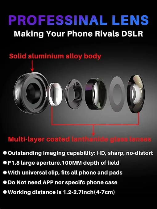 Apexel Professional Macro Photography Lens for Dual Lens/Single Lens iPhone,Pixel,Samsung Galaxy Smartphones