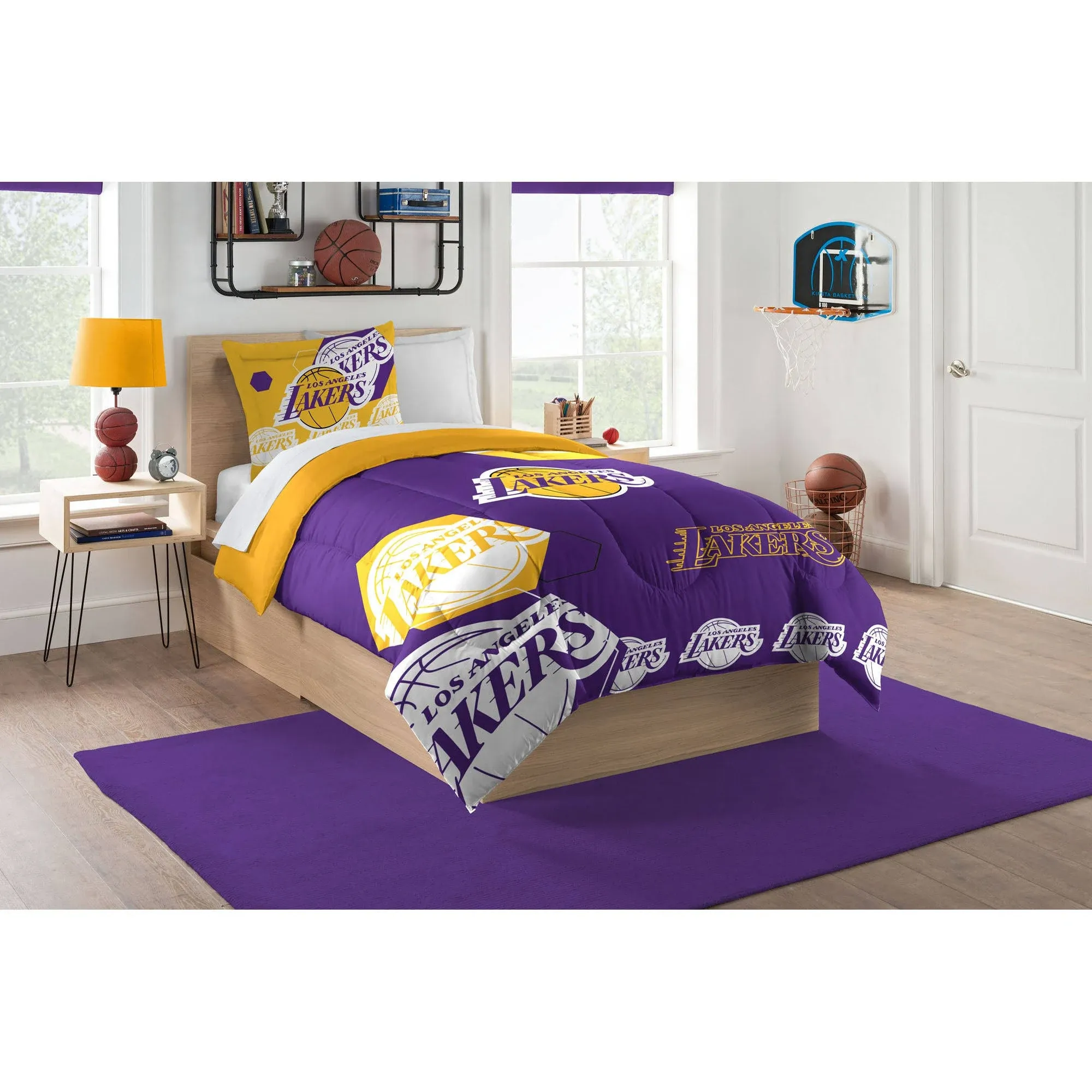 Los Angeles Lakers NBA Hexagon Twin Comforter Set - W4563704590