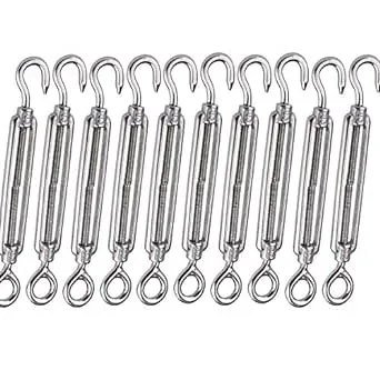 LISHINE 10 Pack M6 Eye and Eye Turnbuckle for Cable Wire Rope Tension