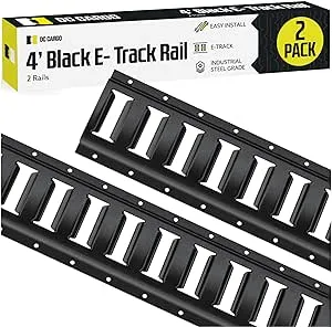 DC Cargo - E Track Tie Down Rail Kit 4' (4 Pack) for Garages, Vans, Trailers, Motorcycle Tie Downs, ATV Mountings - ETrack Bar Rails – Powder-Coat Black - Secure Cargo & Heavy Loads Up to 2,000 lbs