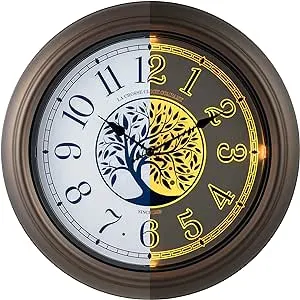 La Crosse Clock 403-3246BR 18-Inch Indoor/Outdoor Lux Lighted Dial Quartz Wall Clock in Bronze Finish