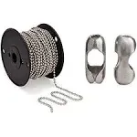 #10 Beaded Ball Chain 100 Feet Spool & Matching #10 B Couplings, Nickel Plated Steel - Bundle, Men's, Size: One Size