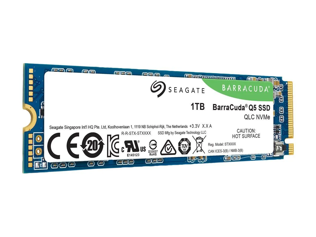 Seagate BarraCuda Q5 M.2 2280 1TB PCIe Gen3 x4 NVMe 1.3 3D QLC Internal Solid State Drive (SSD) ZP1000CV3A001