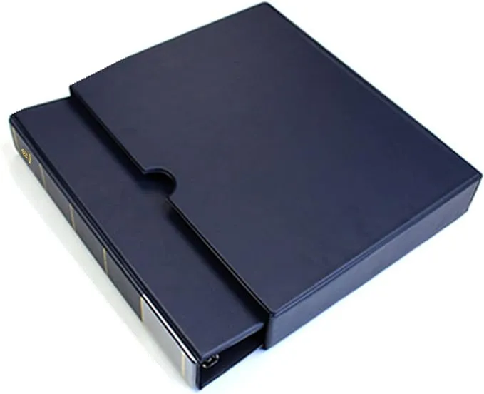 MUDOR Empty Stamp Albums Stockbook for Professional Collectors, Classic Binder with Slipcase (Blue)