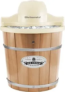 Elite Gourmet Maxi-Matic EIM-924L 4 quart Old Fashioned Electric Ice Cream Maker, Pine Bucket