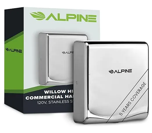 Alpine Commercial Hand Dryer with HEPA Filter, 8 Seconds Extreme Speed Electric Hand Dryer for Home Bathroom/Restaurant with Heat & Speed Control - ADA Compliant (120V Chrome)