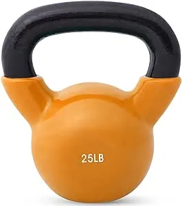 JFIT Kettlebell Weights Vinyl Coated Iron - 12 Size Options, 5lbs-50lbs - Coated for Floor and Equipment Protection, Noise Reduction, Ballistic, Core, Weight Training