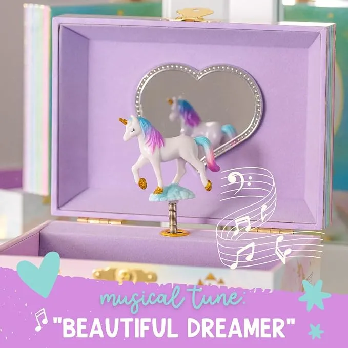 Giggle & Honey Musical Unicorn Jewelry Box for Girls - Kids Jewelry Box