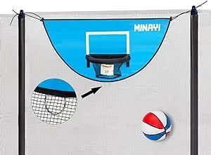 Trampoline Basketball Hoop with Basketballs | Breakaway Rim for Dunking | Waterproof Sunscreen | Trampoline Accessory for All Ages