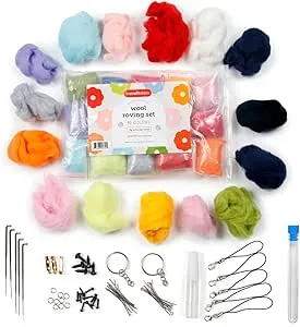 Incraftables Wool Roving Needle Felting Kit (15 colors) for Beginners, Pros, Adults and Kids