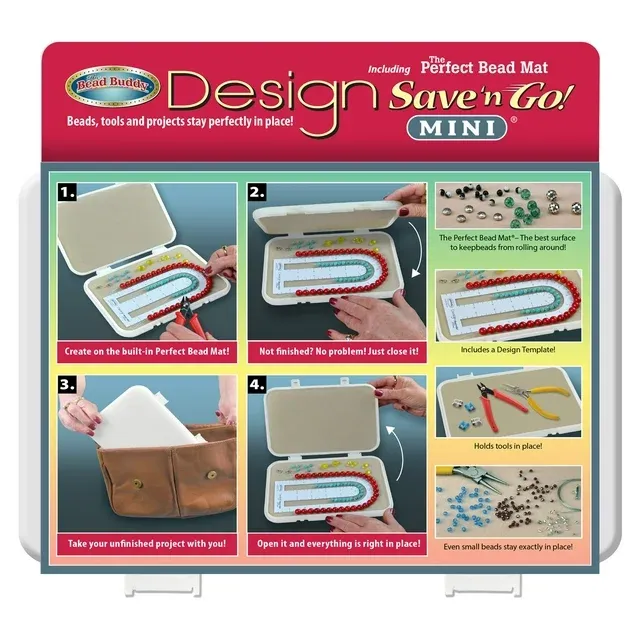 Bead Buddy Design Save EC36&nbsp;and Go Mini Portable Beading Kit - Beading Project Organizer - Dimensions 6 Inches by 9 Inches by 1/2 Inch