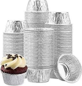 150 Pack Aluminum Foil Ramekins, 4 oz Disposable Aluminum Souffle Cups Foil Baking Cups Baking Cups Foil Cups Pans for Tart, Souffle, Appetizer