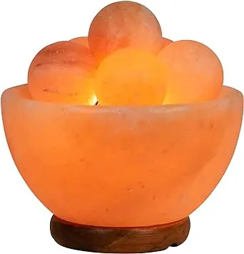 Spantik Authentic Himalayan Salt Lamp Fire Bowl with 6 Massage Balls, Premium Quality from Pakistan