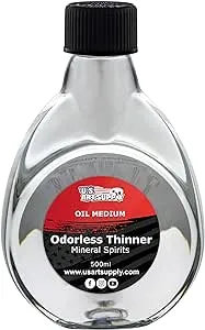 U.S. Art Supply Odorless Mineral Spirits Thinner, 125ml / 4.2 Fluid Ounce Con...