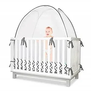 KinderSense® - Premium Baby Safety Crib Tent - Toddler Crib Topper to Keep Baby from Climbing Out - See Through Mesh Crib Net - Mosquito Net - Pop-Up Crib Tent Canopy to Keep Infant in