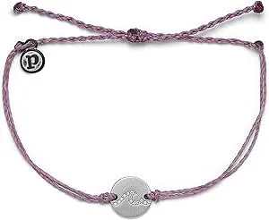 Pura Vida Silver or Rose Gold Pave Wave Coin Bracelet - 100% Waterproof, Adjustable Band - Brand Charm