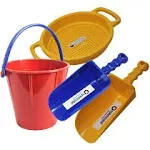 Spielstabil Toddler Sand Toys Bundle - Pail, Sieve and 2 Scoops (Colors Vary)