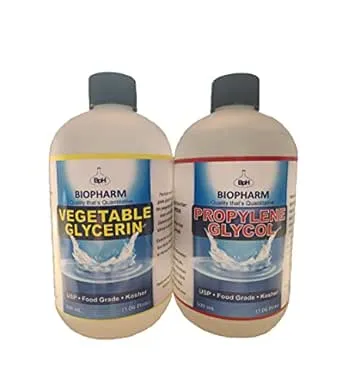 Propylene Glycol and Vegetable Glycerin Combo 2-Pack: one PG and one VG, 500 mL (1.06 Pint) Each — Food-Grade Kosher Liquids — Dispensing Caps Included