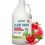 Land Art Pure Aloe Vera Juice - Pomegranate Flavored - Cold-Processed - Inner Filet from Organic Fresh Leaves from Texas - Aid- 64 fl oz