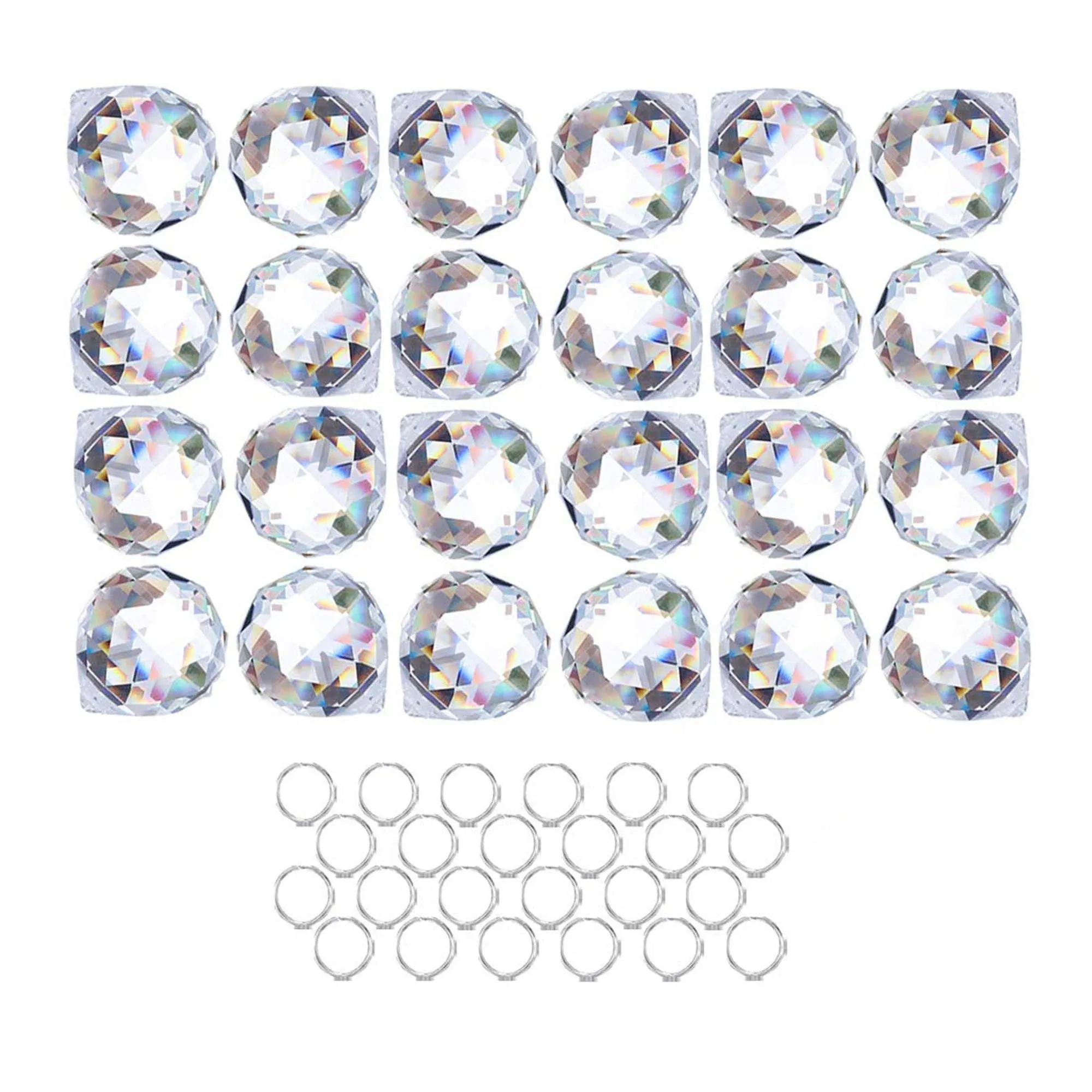 Crystalsuncatcher 24pcs Clear Crystal Ball Prism Suncatcher Rainbow Pendants Maker Hanging Crystals Prisms for Windows 20mm