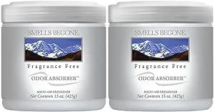 SMELLS BEGONE Air Freshener Odor Absorber Gel - 15 oz, Pack of 2 - Absorbs and Eliminates Odor in Pet Areas, Bathrooms, Cars, & Boats - Made with Essential Oils - Fragrance Free