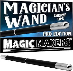 Magic Wand Pro Model Black and Chrome Tips Real Wood - Magician's Choice