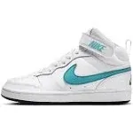 Nike Kids' Grade School Court Borough Mid 2 Shoes, Size 5, White/Aqua