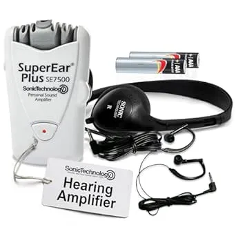 Sonic SuperEar Plus SE7500 Personal Sound Amplifier with Case, Headphones and Discreet Earbuds