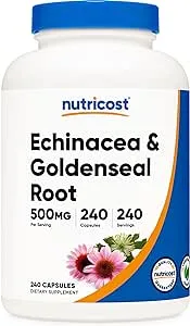 Nutricost Echinacea & Goldenseal Root, 500mg, 240 Capsules - Vegetarian Caps, Non GMO, Gluten Free