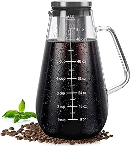 Cold Brew Coffee Maker with Airtight Lid and Glass Carafe