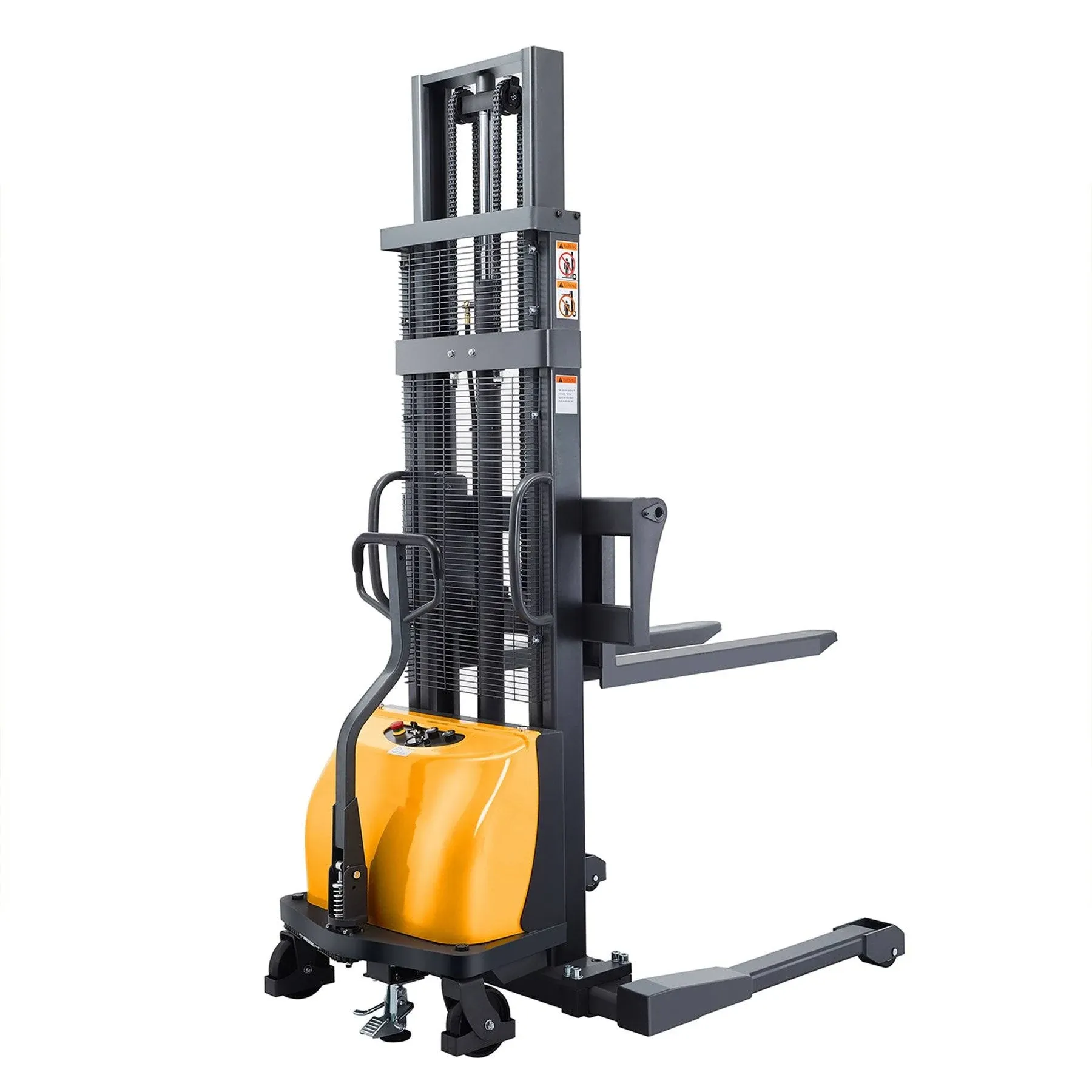 Apollolift 3300lb Semi Electric Pallet Truck Stacker Material&Adj. Fork 118 inch, Size: 63 in, Yellow