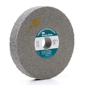 Scotch-Brite XL-WL Deburring Abrasive Wheel, Silicon Carbide, 6" Diameter, 1" Width, 1" Arbor, 8S, Fine Grit (Pack of 1)