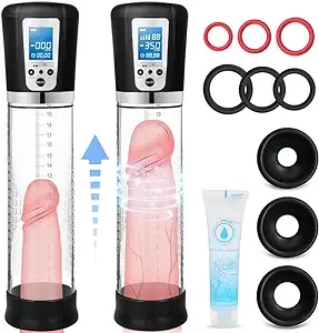 Electric Penis Enlarge Vacuum Pump with 4 Suction Intensities, Adorime Rechargeable Automatic High-Vacuum Penis Enlargement Extend Pump, Air Pressure Device Black