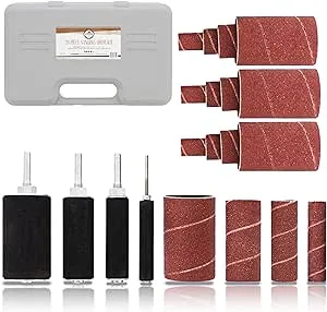 DCT 1/4 Inch Drive Drill Press Sanding Drum Kit - Rubber Sanding Drums (0.5-1.5 Inch) and Spindle Sander Sleeves, 20pc