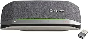 Poly - Sync 20+ Bluetooth Speakerphone (Plantronics) - Personal Portable Speakerphone - USB-C Bluetooth Adapter - Connect to Your PC/Mac/Cell Phone - Works with Teams, Zoom & More,Black