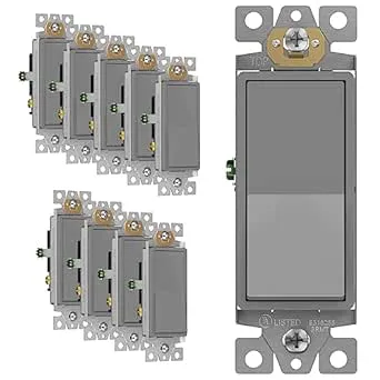 ENERLITES 3-Way Decorator Paddle Light Switch, Single Pole or Three Way, 3 Wire, Grounding Screw, Residential Grade, 15A 120V/277V, UL Listed, 93150-GY-10PCS, Gray (10 Pack)