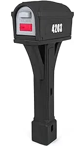 Simplay3 Classic Plastic Residential Mailbox & Post Mount Combo Kit with 2 Access Doors - Black