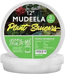 MUDEELA 6 Pack of 12 inch Plant Saucer, Durable Plastic Plant Trays for Indoors, Clear Plastic Flower Plant Pot Saucer, Made of Thicker, Stronger