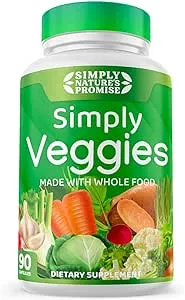 Simply Nature's Promise - 90 Veggie Capsules - Made with Whole Food Superfoods, Packed with Beta Carotene & 18 Different Vegetables - 100% Soy Free