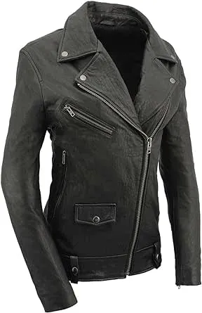 Milwaukee Leather Women's Black Premium New Zealand Lambskin Motorcycle Style Leather Jacket SFL2875-3X-Large