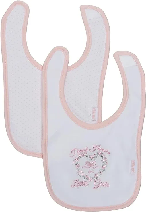 Little Me Clothes for Baby Girls 3-Piece Thank Heaven for Little Girls Bib and Burp Set