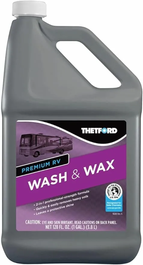 Thetford Premium RV Wash and Wax, Detergent and Wax for RVs / Boats / Trucks / Cars - 1 Gallon - Thetford 32517